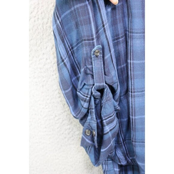 Lane Bryant Long Roll Tabbed Sleeve Button Up Plaid Top-Lace-Size 18/20 - Picture 10 of 13